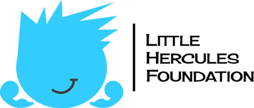 Little Hercules Foundation logo featuring a stylized blue character alongside the text “Little Hercules Foundation.”