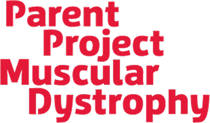 Parent Project Muscular Dystrophy logo with stacked red text reading “Parent Project Muscular Dystrophy.”